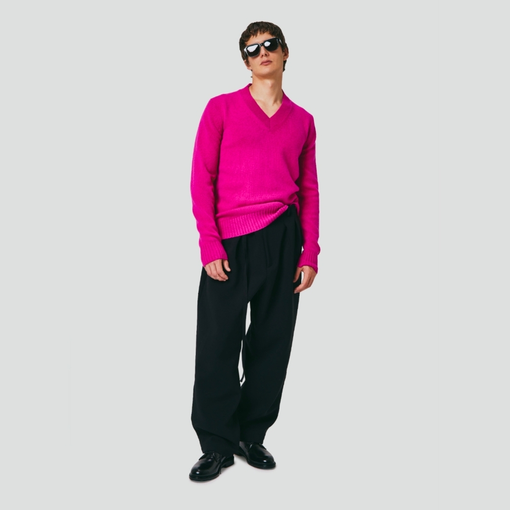 SEVEN GAUGE Maglieria Fuschia Wool V-neck Sdearer Size Large NWT